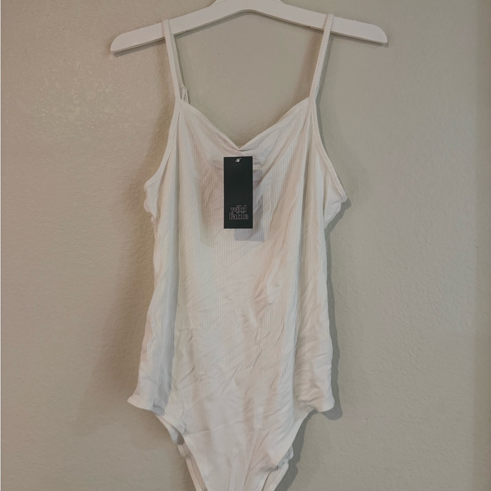 Wild Fable White Ribbed Bodysuit